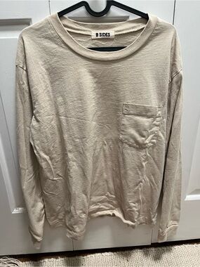 B SIDES Long-Sleeve Pocket Tee in Light Beige size M
